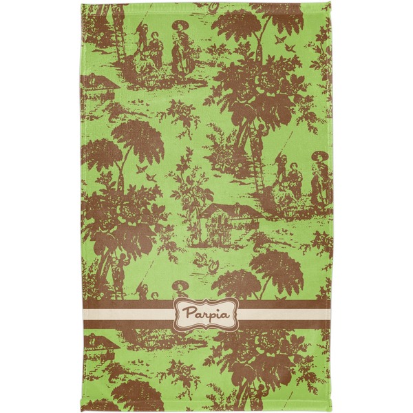 Green & Brown Toile Finger Tip Towel - Full View