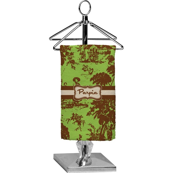 Custom Green & Brown Toile Finger Tip Towel - Full Print (Personalized)