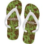 Green & Brown Toile Flip Flops - Large (Personalized)