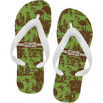 Green & Brown Toile Flip Flops - Medium (Personalized)