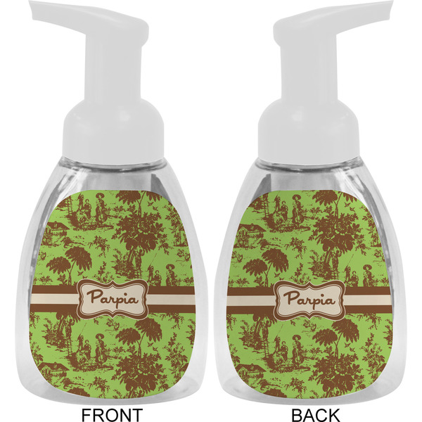 Green & Brown Toile Foam Soap Bottle Approval - White