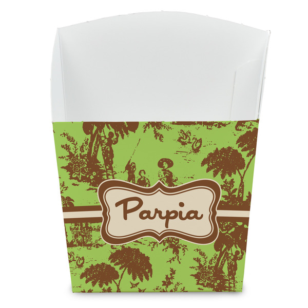 Custom Green & Brown Toile French Fry Favor Boxes (Personalized)