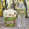 Green & Brown Toile French Fry Favor Box - w/ Water Bottle