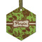Green & Brown Toile Frosted Glass Ornament - Hexagon