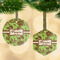 Green & Brown Toile Frosted Glass Ornament - MAIN PARENT