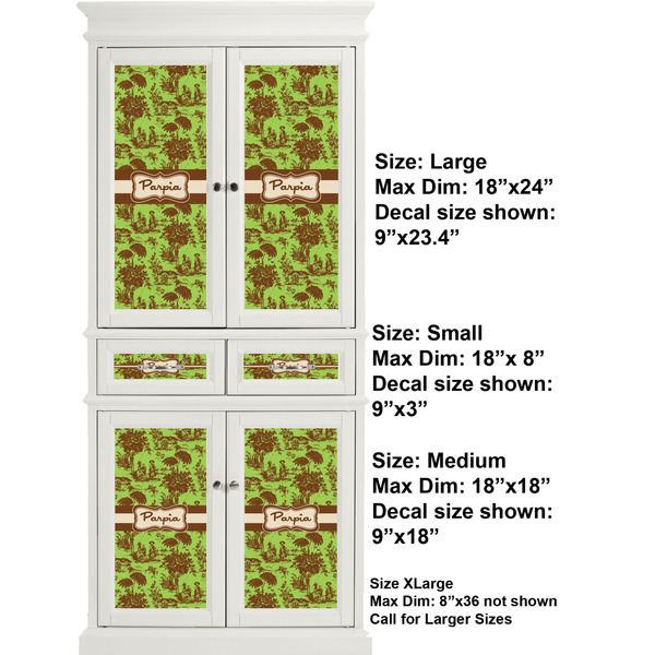 Green & Brown Toile Full Cabinet (Show Sizes)