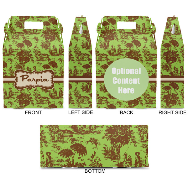 Green & Brown Toile Gable Favor Box - Approval