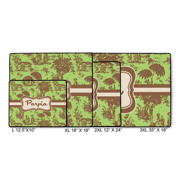 Green & Brown Toile Gaming Mats - SIZE CHART