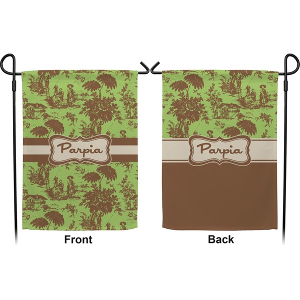 Green & Brown Toile Garden Flag - Double Sided Front and Back