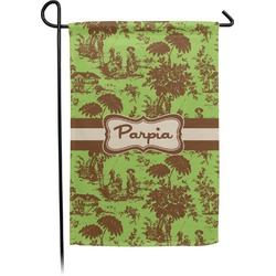 Green & Brown Toile Small Garden Flag - Double Sided w/ Name or Text