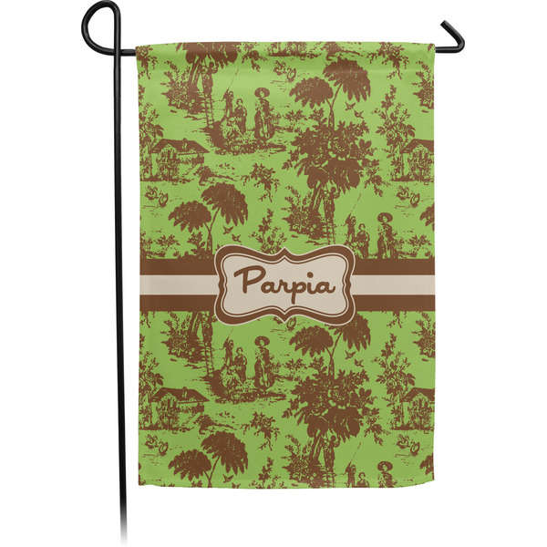 Custom Green & Brown Toile Small Garden Flag - Single Sided w/ Name or Text