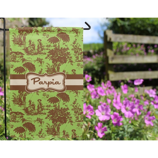 Green & Brown Toile Garden Flag - Outside In Flowers