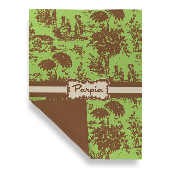 Green & Brown Toile Garden Flags - Large - Double Sided - FRONT FOLDED