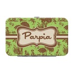 Green & Brown Toile Genuine Leather Small Framed Wallet (Personalized)