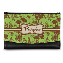 Green & Brown Toile Genuine Leather Women's Wallet - Small (Personalized)