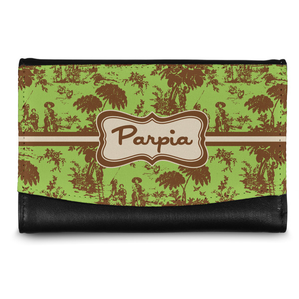 Custom Green & Brown Toile Genuine Leather Women's Wallet - Small (Personalized)