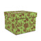 Green & Brown Toile Gift Box with Lid - Canvas Wrapped - Medium (Personalized)