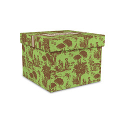 Green & Brown Toile Gift Box with Lid - Canvas Wrapped - Small (Personalized)
