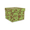 Green & Brown Toile Gift Boxes with Lid - Canvas Wrapped - Small - Front/Main