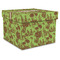 Green & Brown Toile Gift Box with Lid - Canvas Wrapped - X-Large (Personalized)