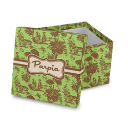 Green & Brown Toile Gift Box with Lid - Canvas Wrapped (Personalized)