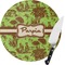Green & Brown Toile Glass Cutting Board (Personalized)