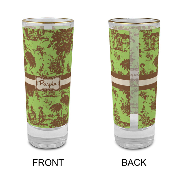 Green & Brown Toile Glass Shot Glass - 2 oz - Single - APPROVAL