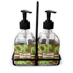 Green & Brown Toile Glass Soap & Lotion Bottle Set (Personalized)