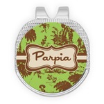 Green & Brown Toile Golf Ball Marker - Hat Clip - Silver