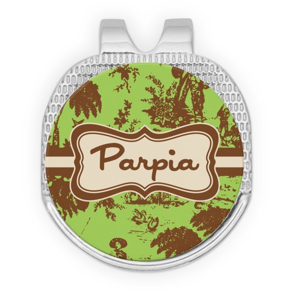 Green & Brown Toile Golf Ball Hat Marker Hat Clip