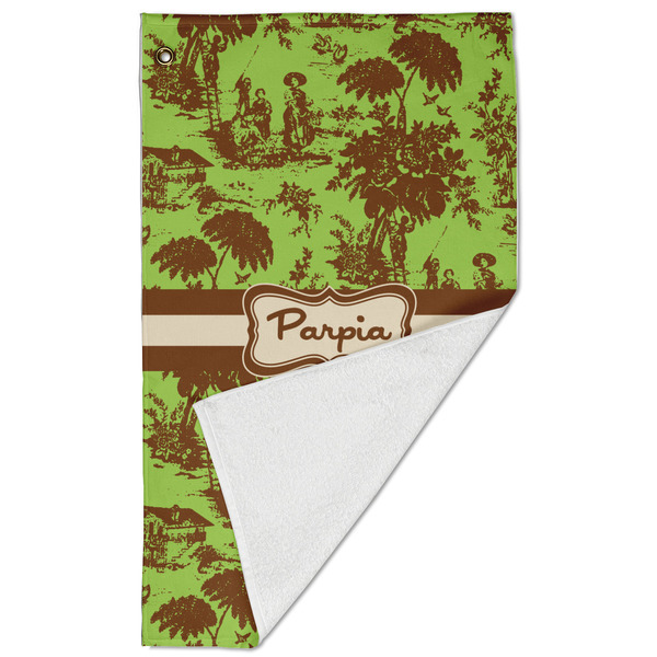Green & Brown Toile Golf Towel - Folded (Large)