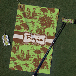 Green & Brown Toile Golf Towel Gift Set (Personalized)