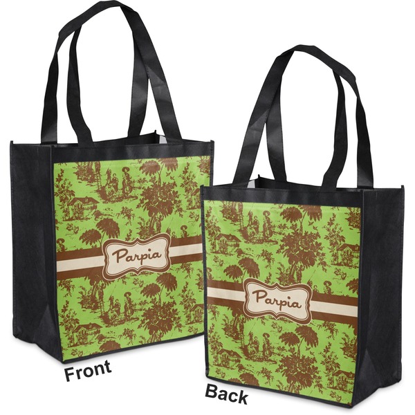 Green & Brown Toile Grocery Bag - Apvl