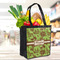 Green & Brown Toile Grocery Bag - LIFESTYLE