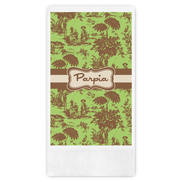 Custom Green & Brown Toile Guest Towels - Full Color (Personalized)