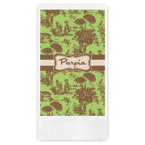 Custom Green & Brown Toile Guest Paper Towels - Full Color (Personalized)