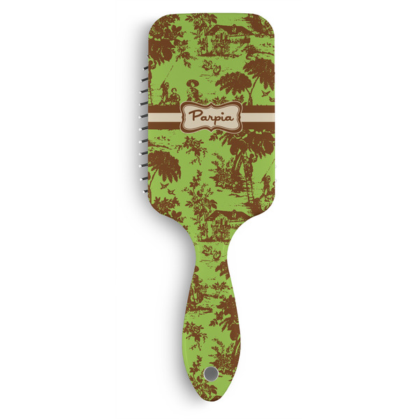 Custom Green & Brown Toile Hair Brushes (Personalized)