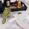 Green & Brown Toile Hair Brush - With Hand Mirror