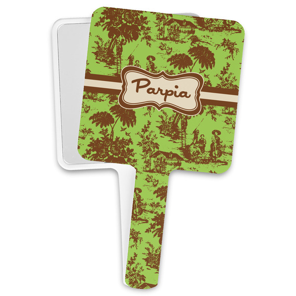 Custom Green & Brown Toile Hand Mirror (Personalized)