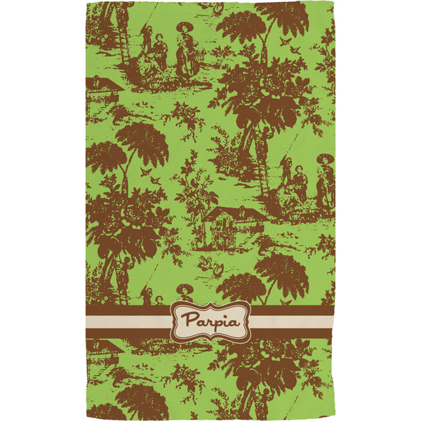 Green & Brown Toile Hand Towel (Personalized)