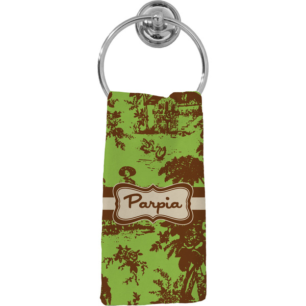 Custom Green & Brown Toile Hand Towel - Full Print (Personalized)