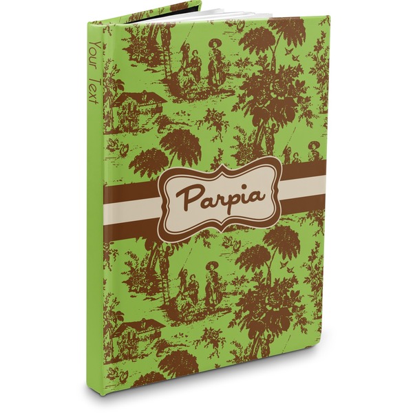 Custom Green & Brown Toile Hardbound Journal (Personalized)