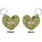 Green & Brown Toile Heart Keychain (Front + Back)