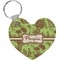 Green & Brown Toile Heart Keychain (Personalized)