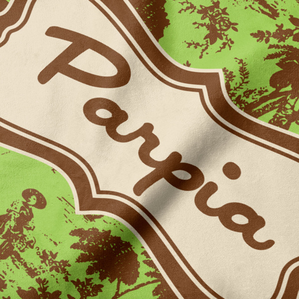 Green & Brown Toile Hooded Baby Towel- Detail Close Up