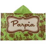 Green & Brown Toile Kids Hooded Towel (Personalized)