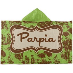 Green & Brown Toile Kids Hooded Towel (Personalized)