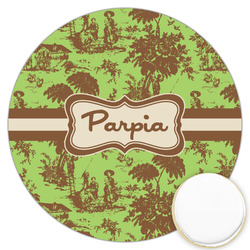 Green & Brown Toile Printed Cookie Topper - 3.25" (Personalized)