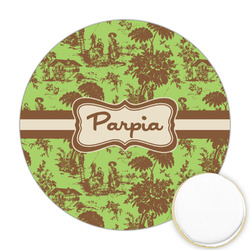 Green & Brown Toile Printed Cookie Topper - Round (Personalized)