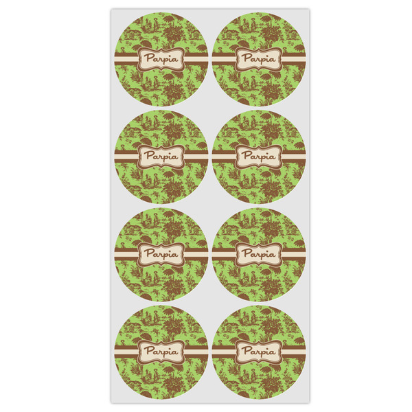Green & Brown Toile Icing Circle - Medium - Set of 8